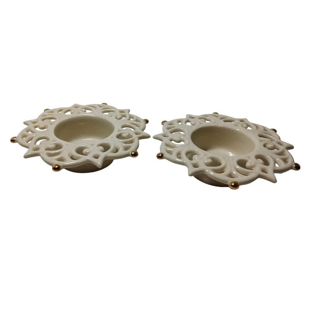 Lenox‎ Snow Light Candle Holders For The Holidays Original Boxes Lot of Two